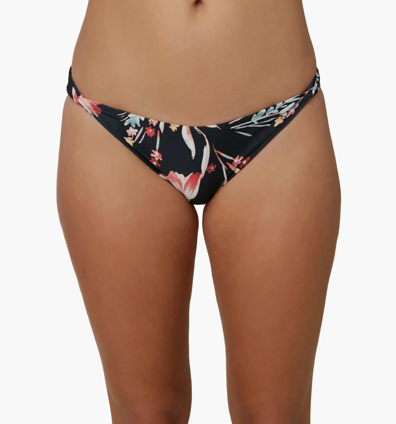 O'Neill Women's Floral Print Bikini Bottoms Swimsuit Low Rise Black - Image 1