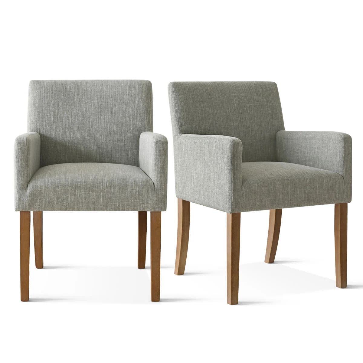 20.5" Seat Height Linen Upholstered Solid Wood Dining Armchair (Set of 2) - Image 1