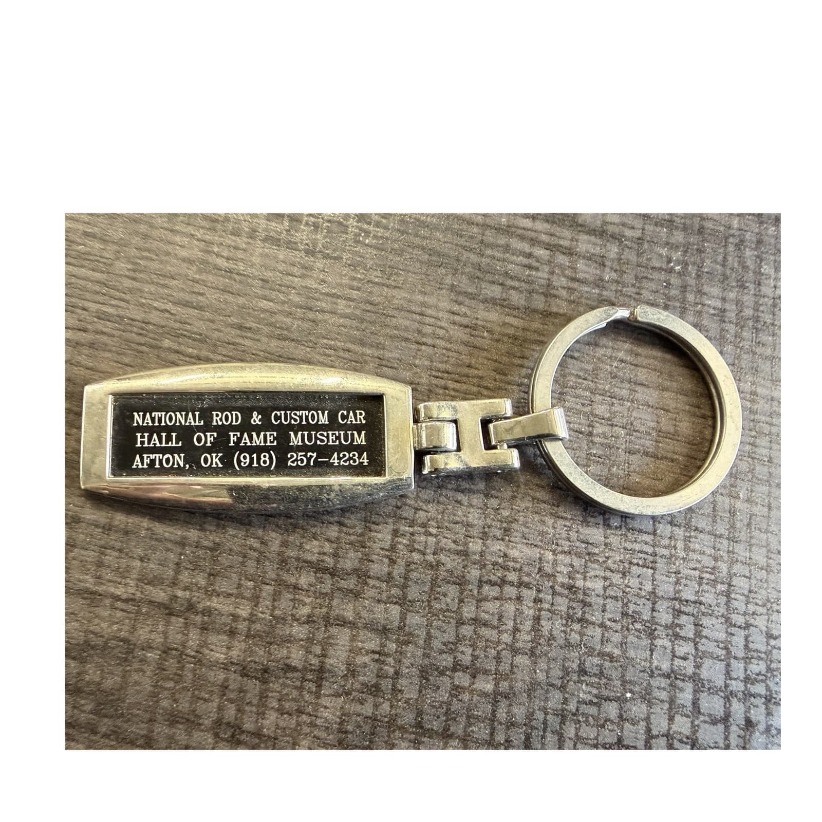 Vintage National Rod & Custom Car Hall of Fame Museum Keychain Afton OK