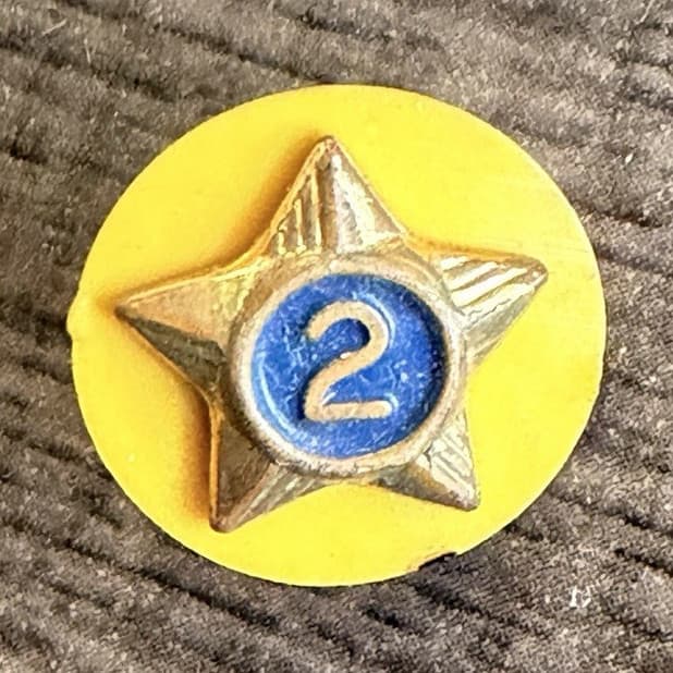 Star Award Pinback Number 2 on Yellow Background Awards Theme
