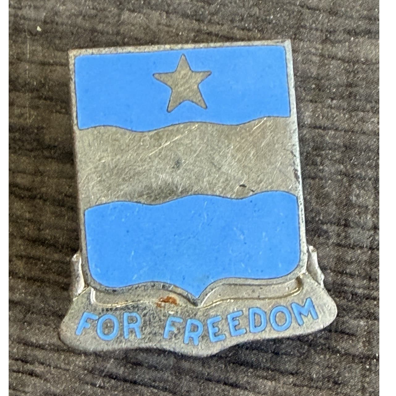 "For Freedom" Shield Pin-Back Lapel Pin Blue & Silver with Star