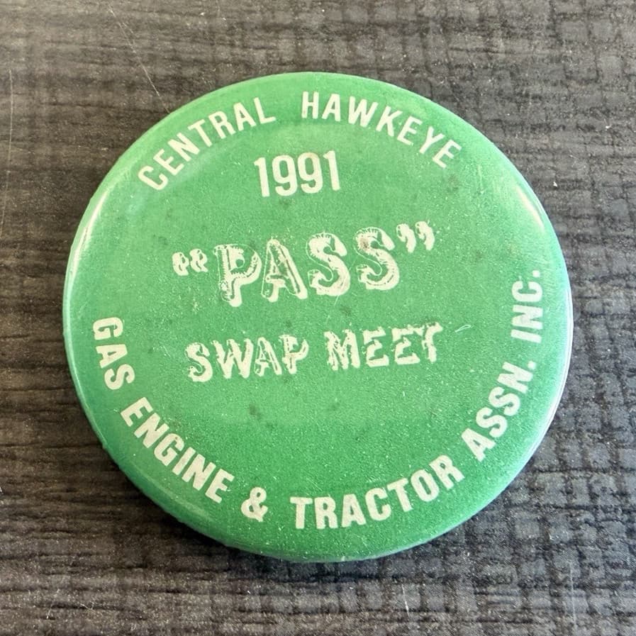 Central Hawkeye 1991 Swap Meet Pass Pinback Button