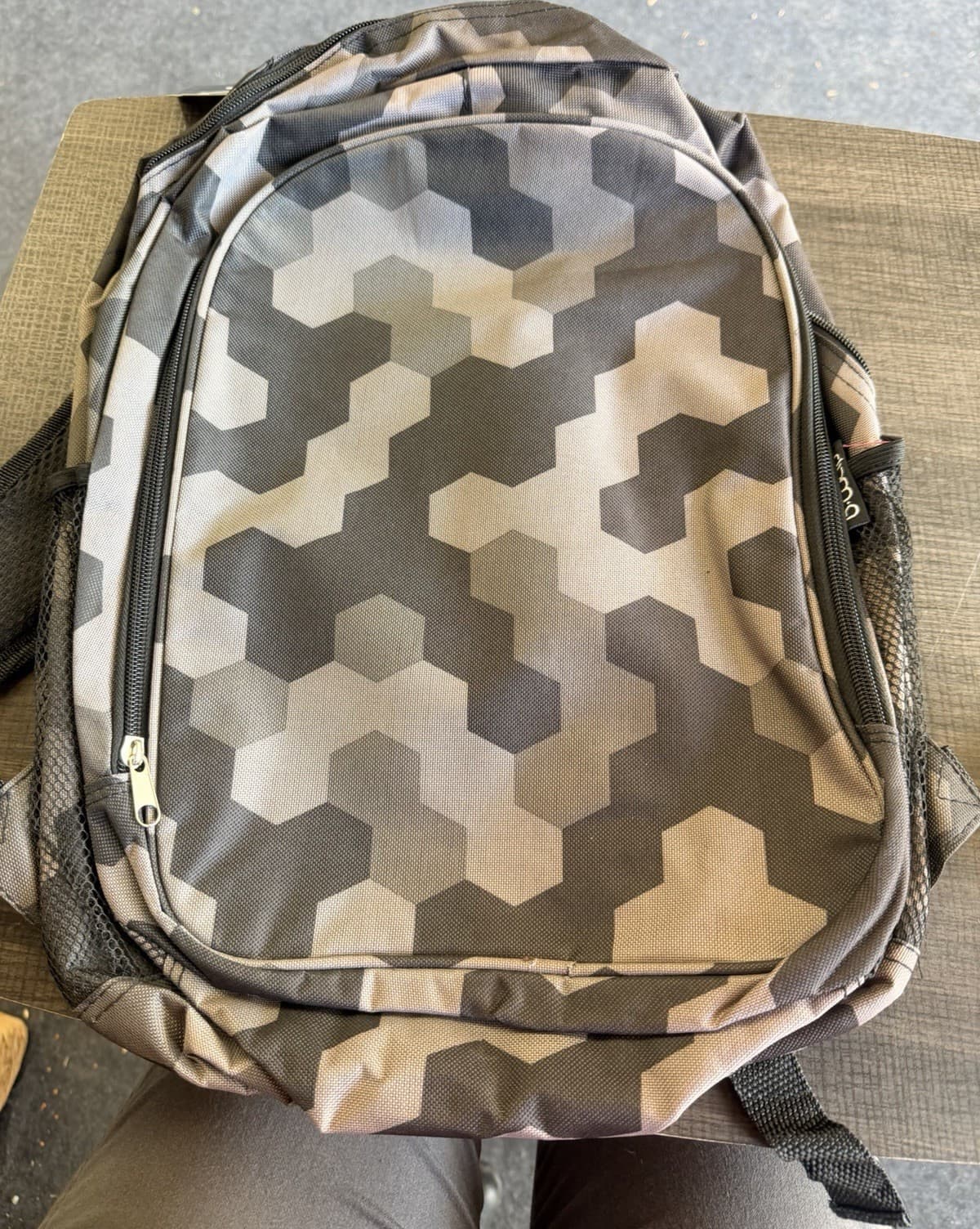 Duna Geometric Pattern Kids Backpack Gray Black Polyester Canvas