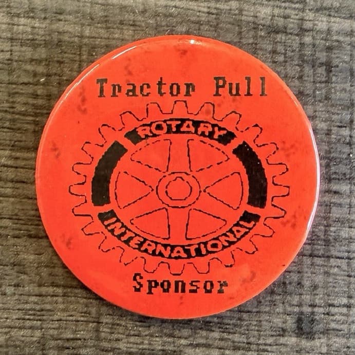 Rotary International Tractor Pull Sponsor Red Pinback Lapel Collectible