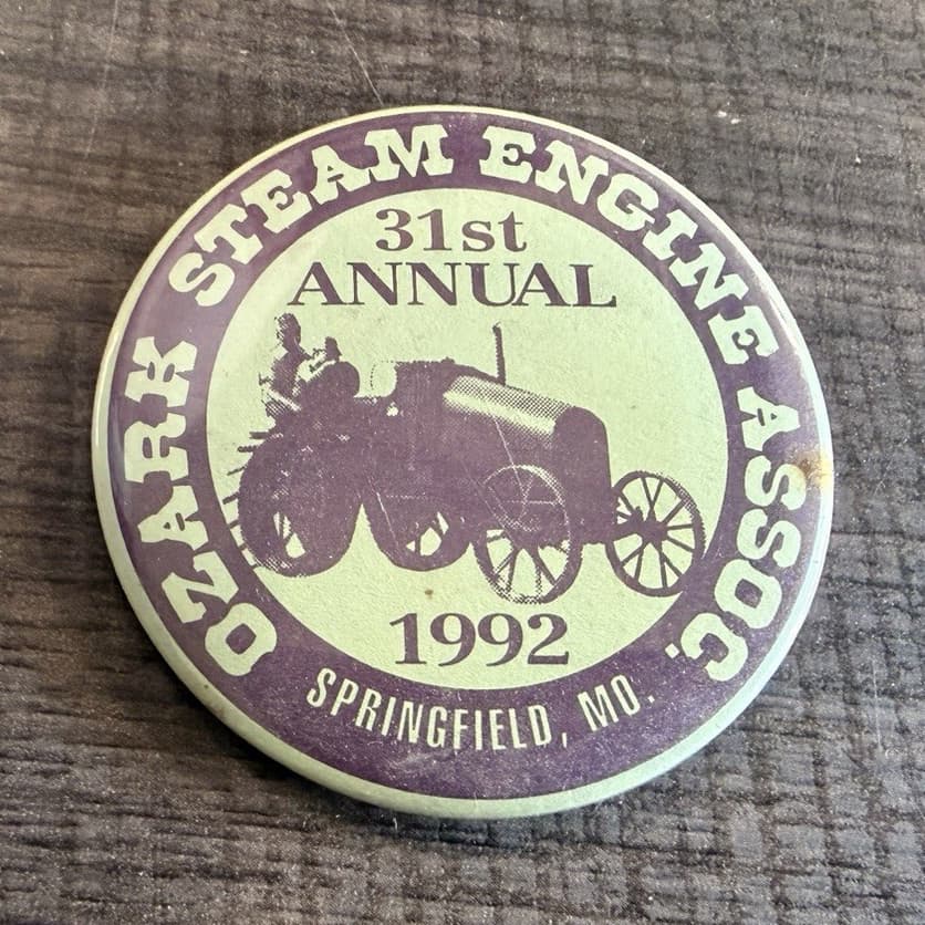 Ozark Steam Engine Assoc 31st Annual 1992 Springfield MO Green Pinback Button