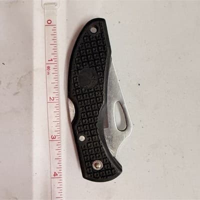 Frost Cutlery Serrated Stainless Steel Pocketknife Black Plastic Handle