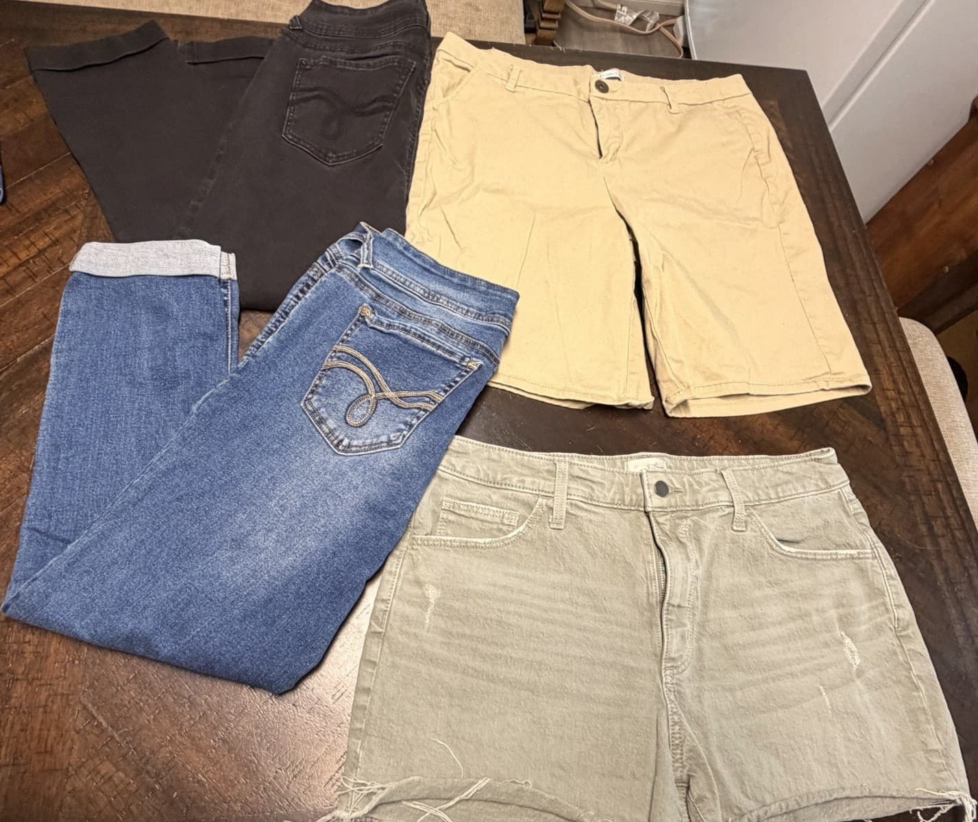 Lot Size 13-15 Jeans Shorts Pants Denim Cotton Blue Beige Black Khaki