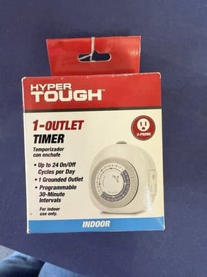 Hyper Tough 1-Outlet Mechanical Indoor Plug-In Timer 30-Min, Grounded White