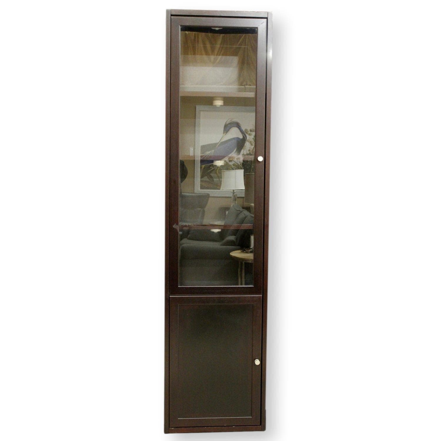 Black Narrow Bookcase w/Glass Door & Cabinet - Black - Image 1