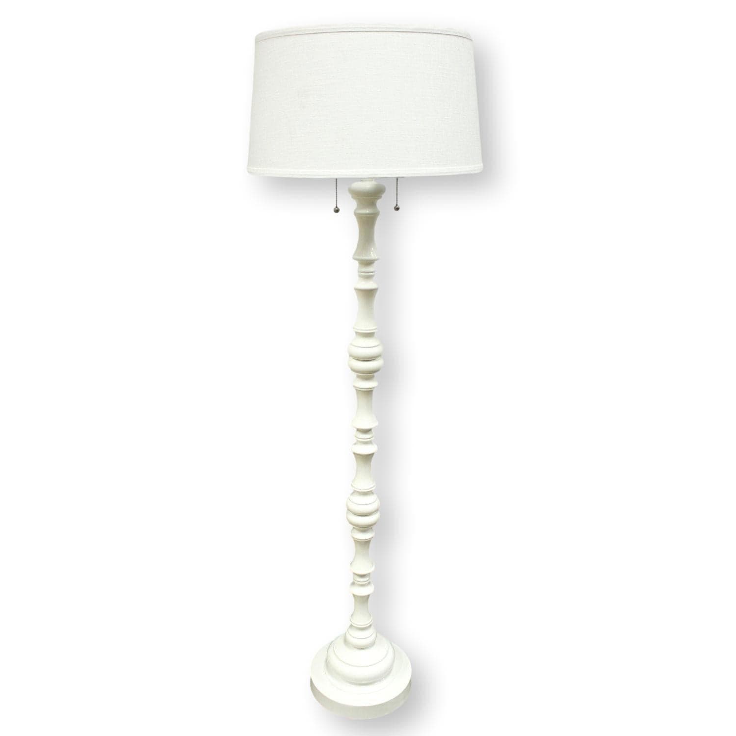 Turned White Column Floor Lamp - Image 1