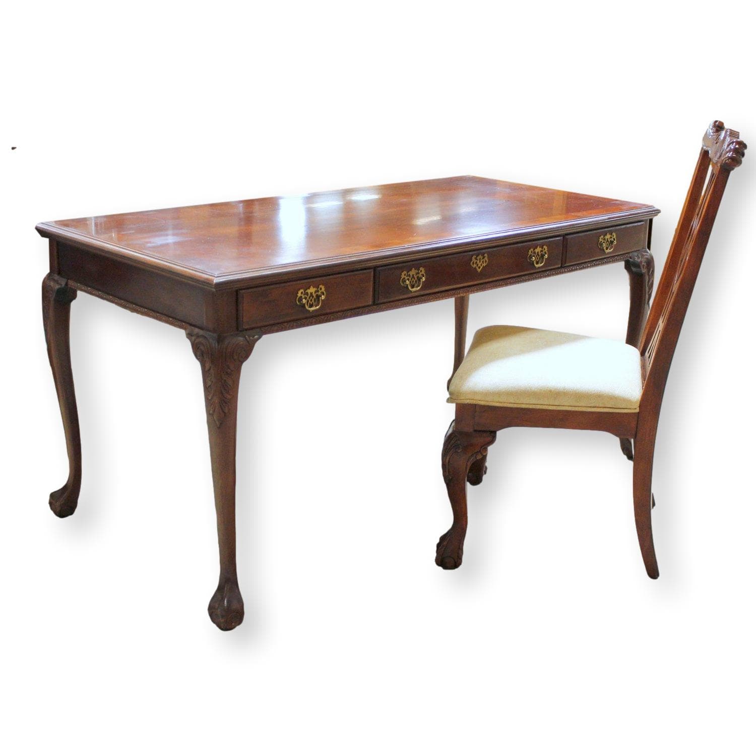 Queen Anne Mahogany Writing Desk & Chair - Image 1