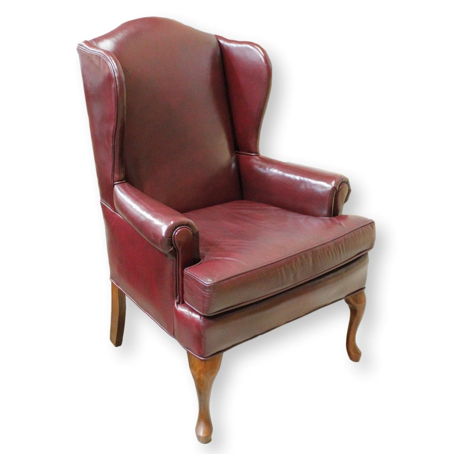 Fairfield Burgundy Leather Wingback Chair - Burgundy - Image 1