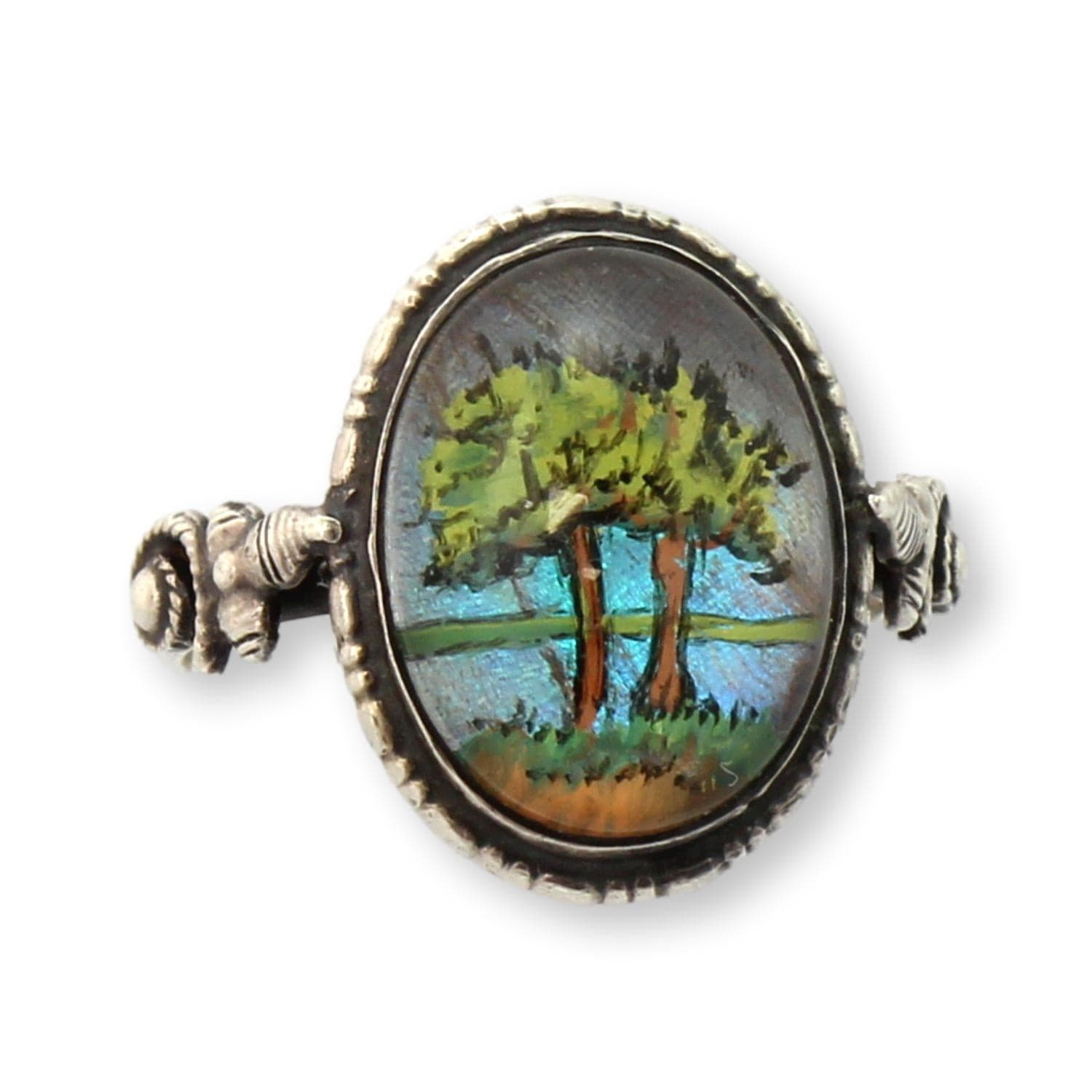 Sterling Silver Patent Assembled English Scenic Landscape Ring - Size 6.25 - Image 1