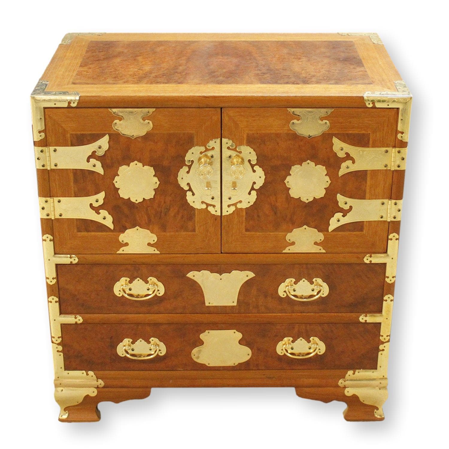 Teak Accent Cabinet w/Brass Accents - Image 1