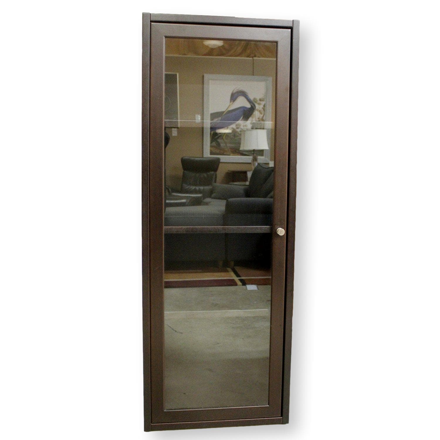 Black Narrow Bookcase w/Glass Door - Black - Image 1