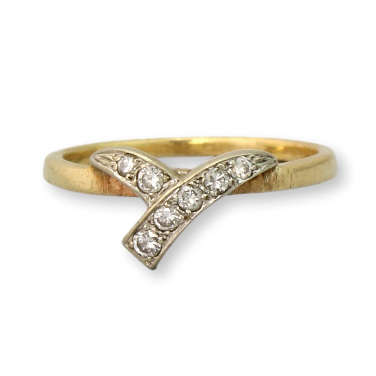 Vintage 14K Two-Tone Gold .25ctw Diamond Bypass Ring - Size 6.5 - Image 1