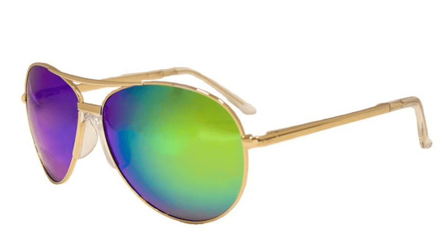 JiMarti P16 - No Tangle - Polarized Aviator Mirrored Sunglasses Gold/Emerald - Image 1
