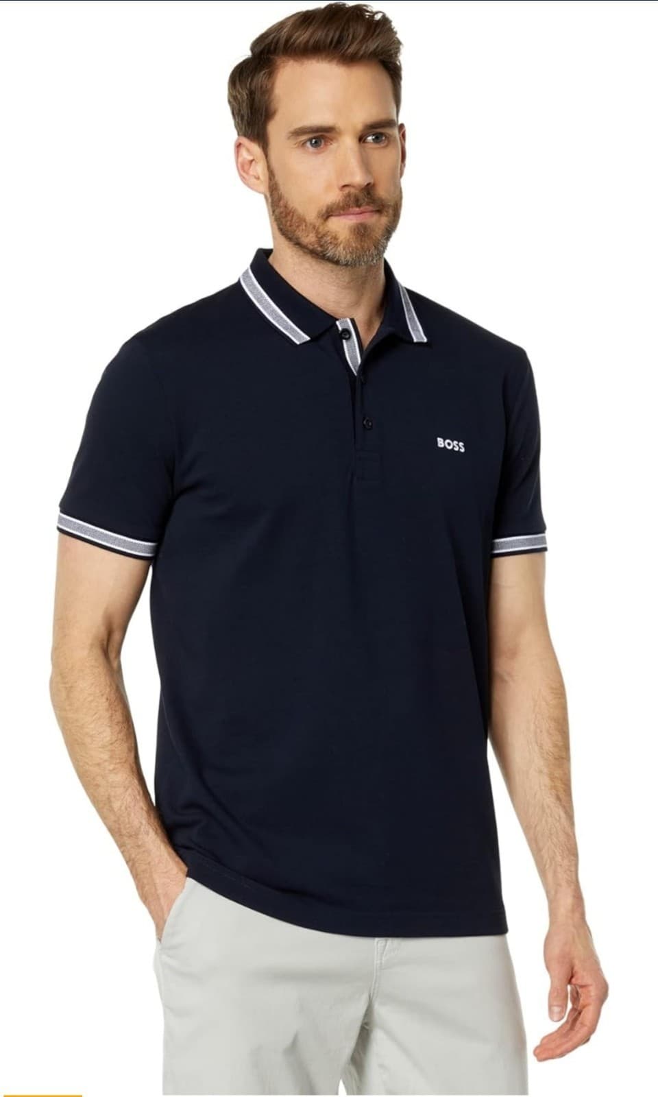 BOSS Paddy Cotton Polo Whale Dark Blue Medium - Image 1