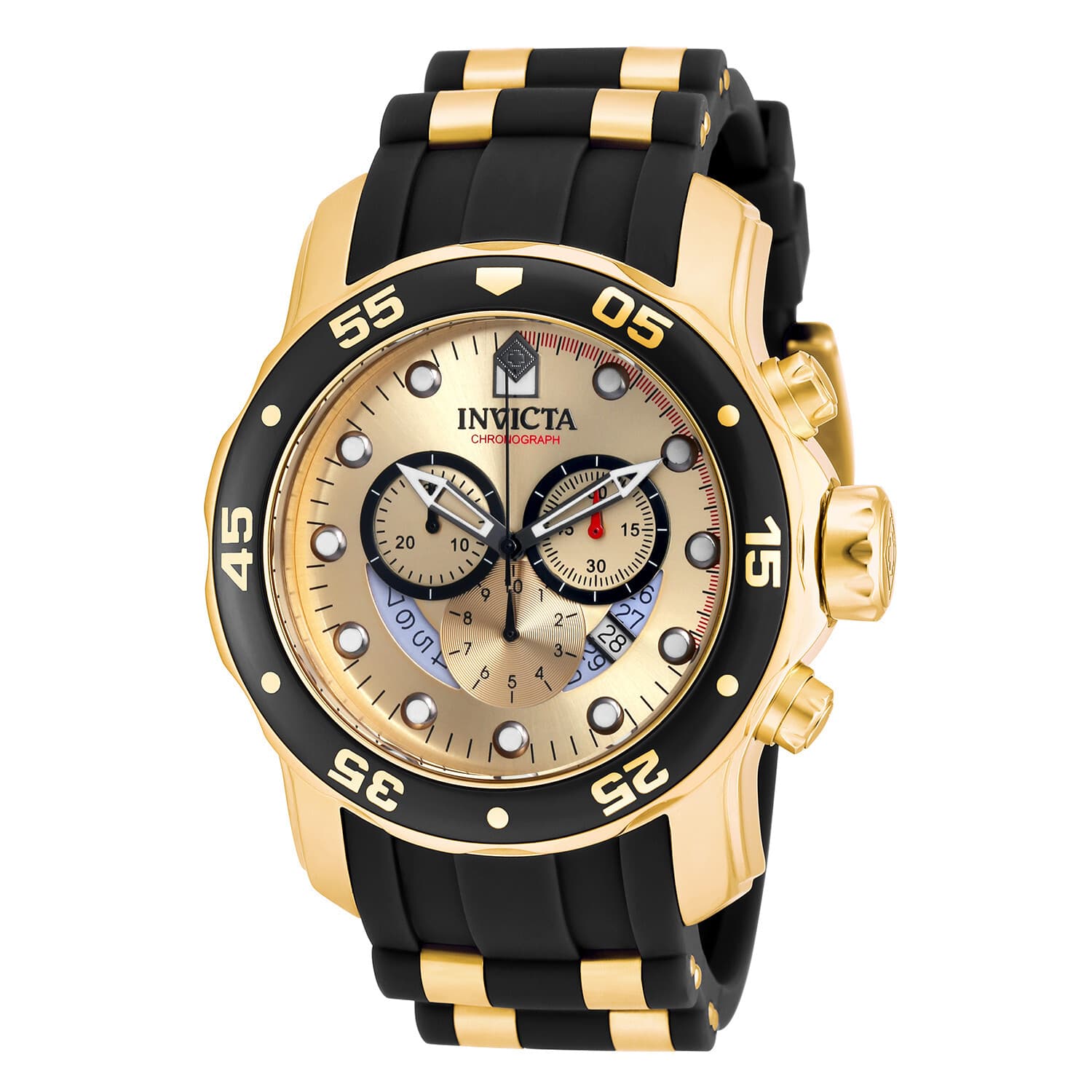Invicta Pro Diver SCUBA Men's 48mm Gold Dial Stainless Chronograph Watch - Image 1