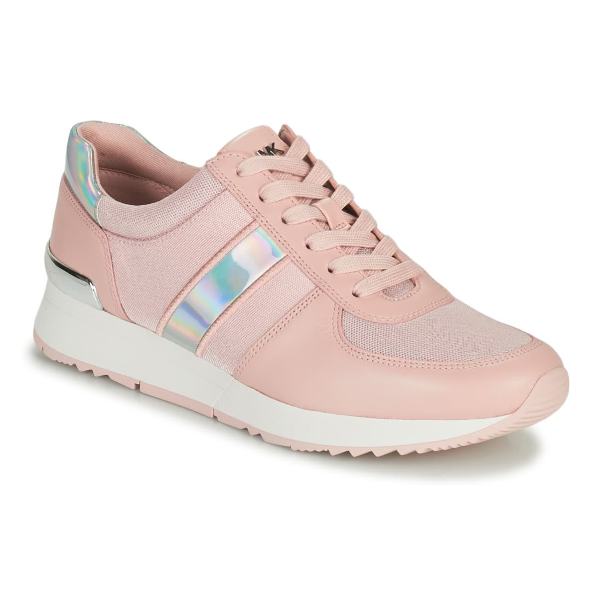 Michael Kors MK Allie Trainer Lace-up Mesh Hologram Sneakers Soft Pink 8 M - Image 1