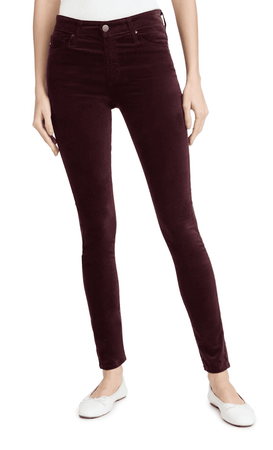 AG Adriano Goldschmied The Farrah Skinny High Rise Skinny Jeans Burgundy Size 26 - Image 1