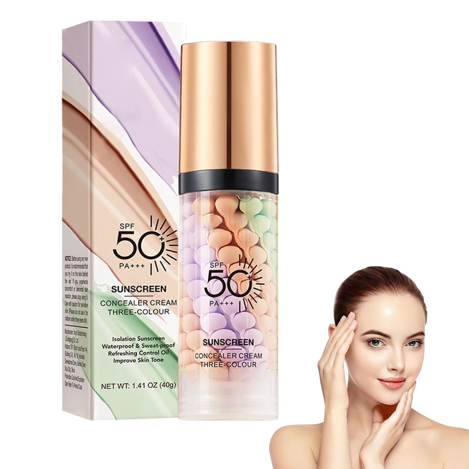 SunScreen makeup Concealer Foundation 3 color Oil Control Makeup Primer Pore - Image 1