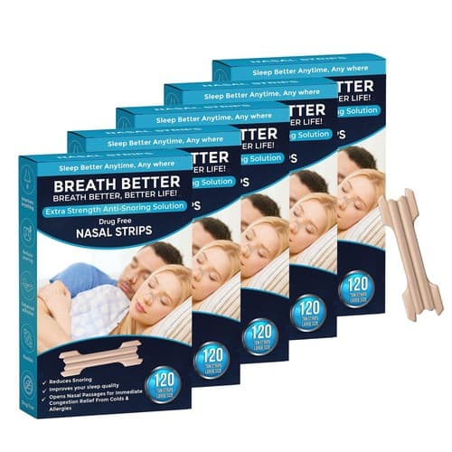 600 Breath Better Large Tan Nasal Strips, Extra Strength Anti Snoring Solution - Image 1