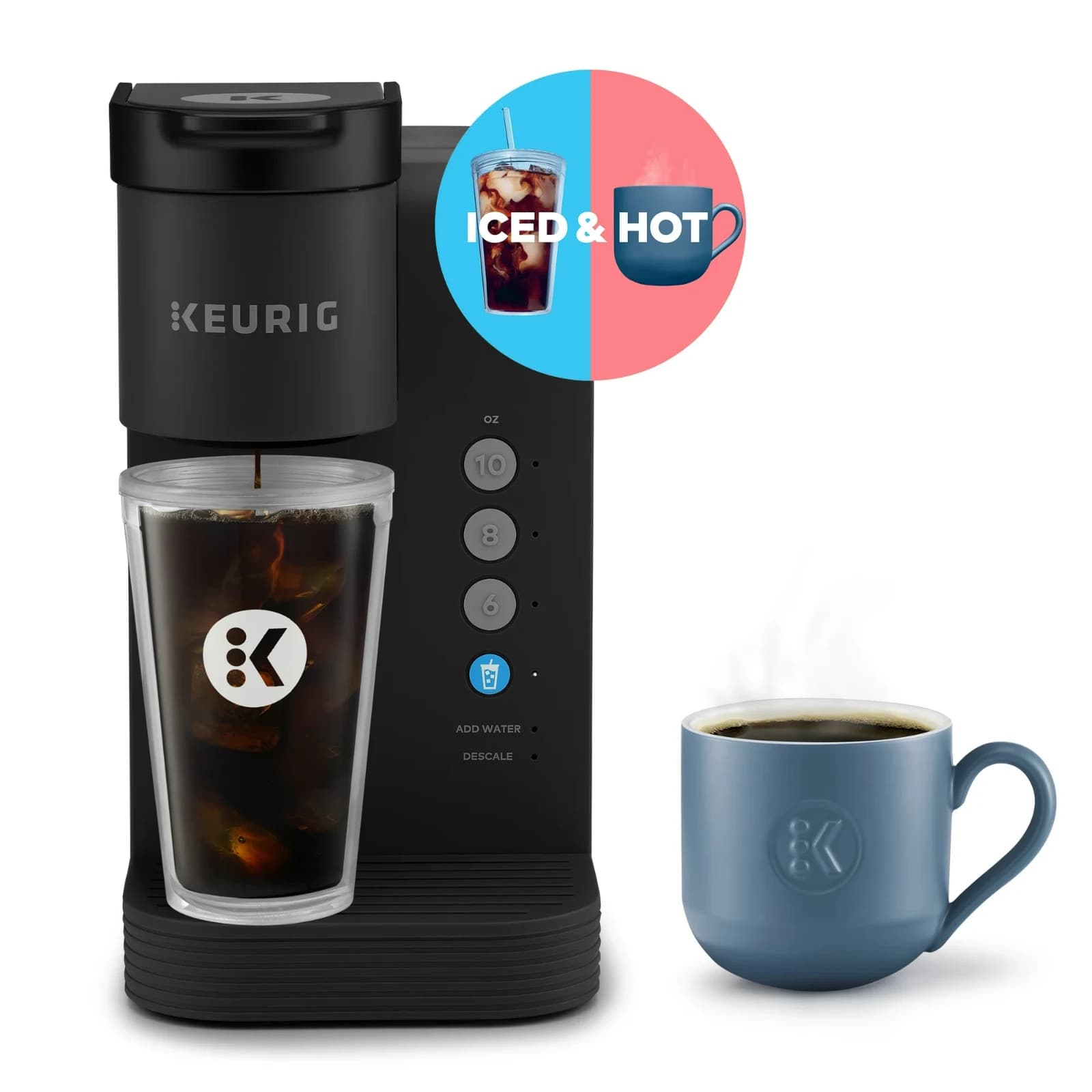 K-Iced Essentials Single-Serve Coffee Maker – Iced & Hot K-Cup Pods, Black - Image 1