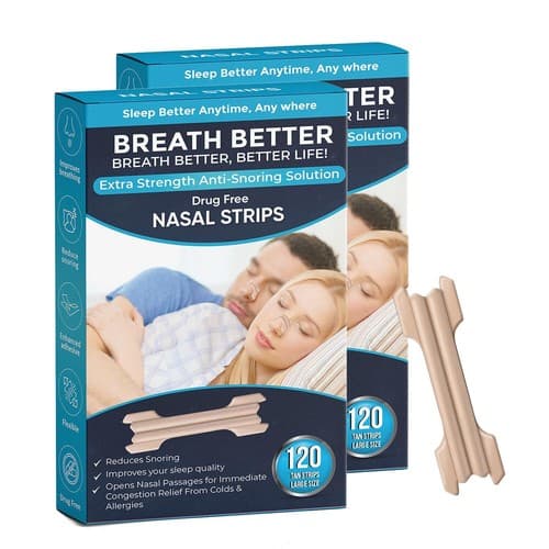 240 Breath Better Large Tan Nasal Strips, Extra Strength Anti Snoring Solution - Image 1