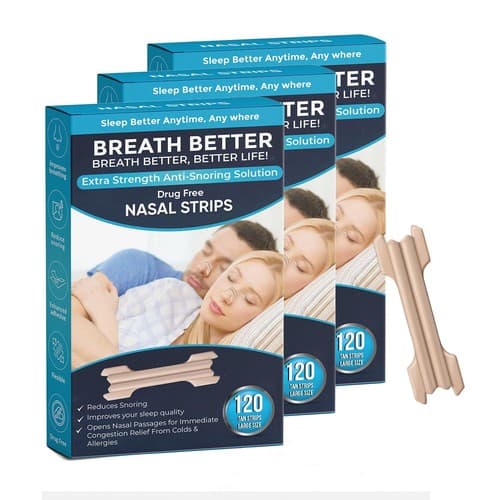 360 Breath Better Large Tan Nasal Strips, Extra Strength Anti Snoring Solution - Image 1