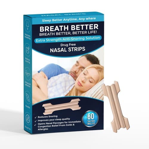 60 Breath Better Nasal Strips Reduce Snoring Relieve Nose Congestion Large / Tan - Image 1