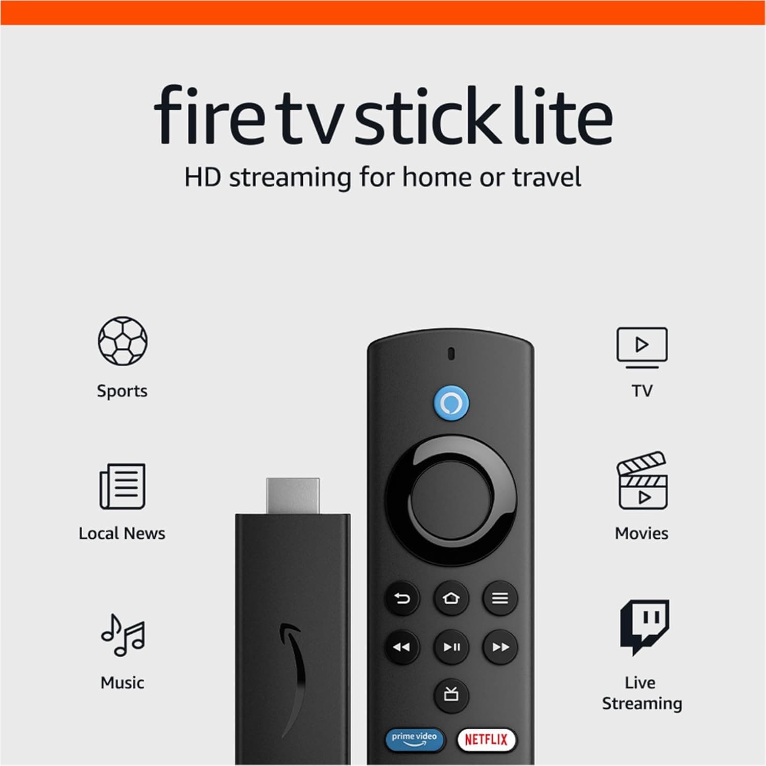 Amazon Fire TV Stick Lite, free and live TV, Alexa Voice Remote Lite, smart home - Image 1