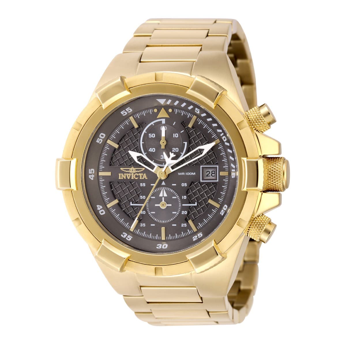 Invicta Aviator Falcon 50.5mm Gold Men’s Chronograph Watch Charcoal Dial - Image 1