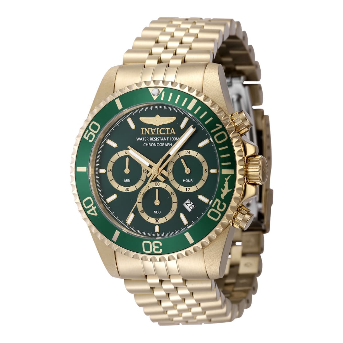 Invicta Pro Diver Titan Men's Luxury Watch Chrono Green Dial - 43mm, Gold - Image 1