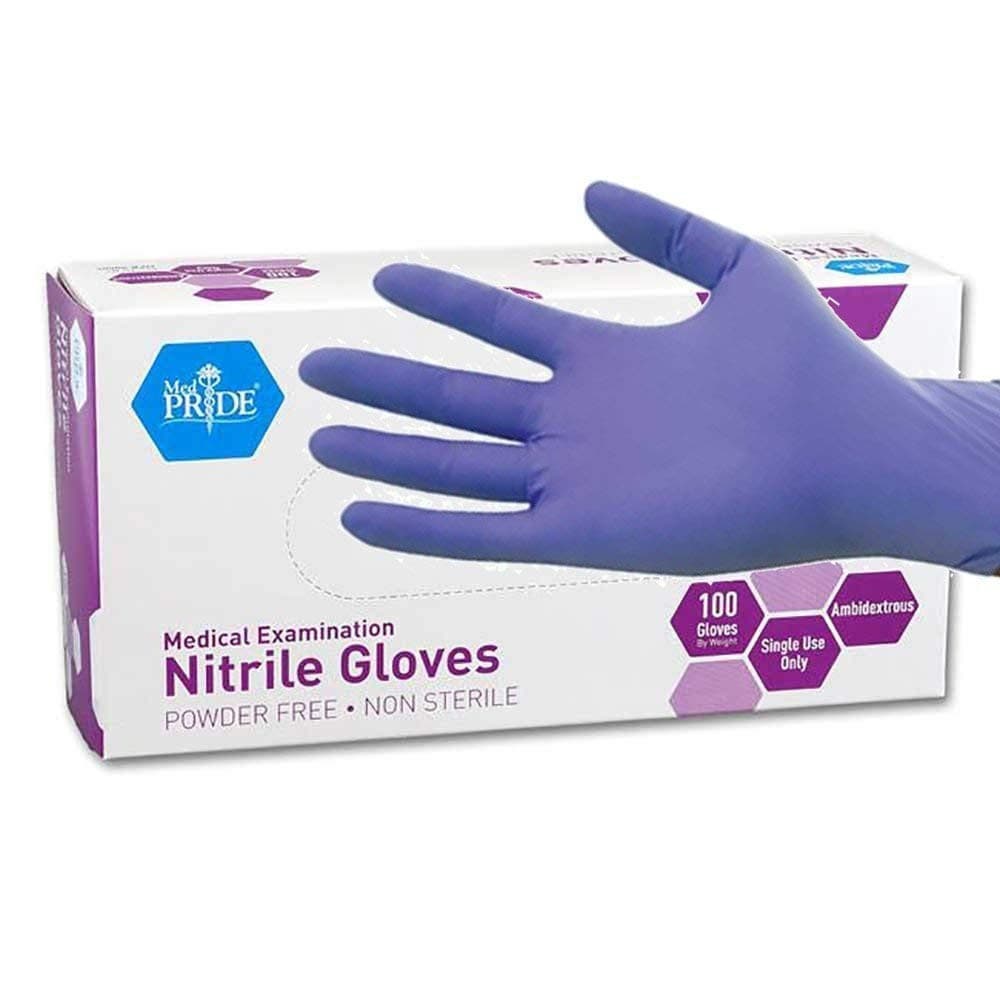 1000 MedPride Powder-Free Nitrile Exam Gloves Large Case of 10 x 100 - Image 1