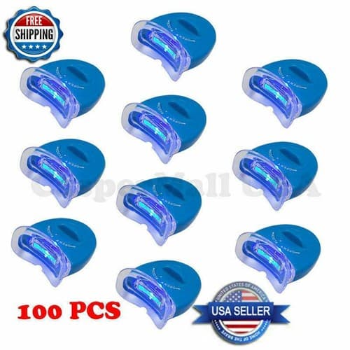 100 Pcs LED Blue White Mouth Teeth Bleaching Whitening Light with Batteries - Image 1