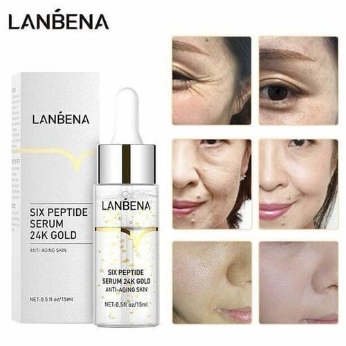 24K Gold Six Peptides Collagen Hyaluronic Acid Anti-Aging Skin Serum 15ml - Image 1