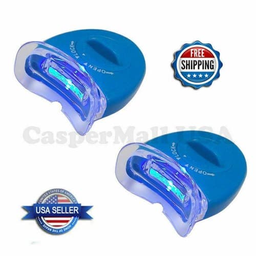 2 Pcs Mouth Teeth Bleaching Whitening Blue White LED Light with Batteries - Image 1