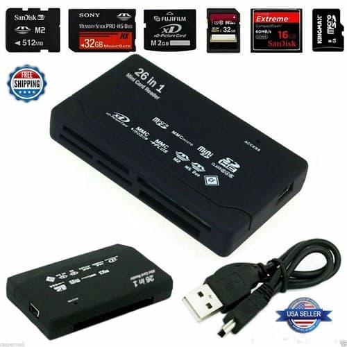 Mini Memory Card Reader 26-IN-1 USB 2.0 High Speed For CF xD SD MS SDHC - Image 1