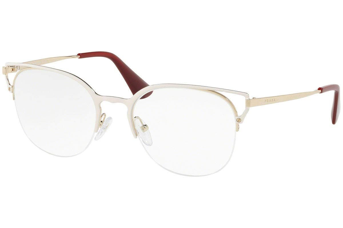 Authentic Prada Cat Eye Eyeglasses Ivory/Pale Gold /DemoLens PR64UV LFB1O1 Italy - Image 1