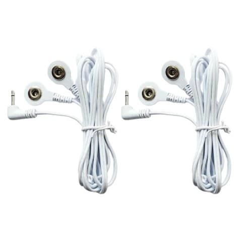 2 Pcs Reusable White Electrode Lead Cable for Digital Massager Pinook 2.5mm Plug - Image 1