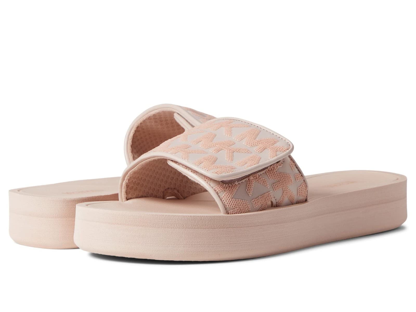 Michael Kors Signature Slides Flat Wedges Sandals Dusty Rose Soft Pink Size 9 - Image 1