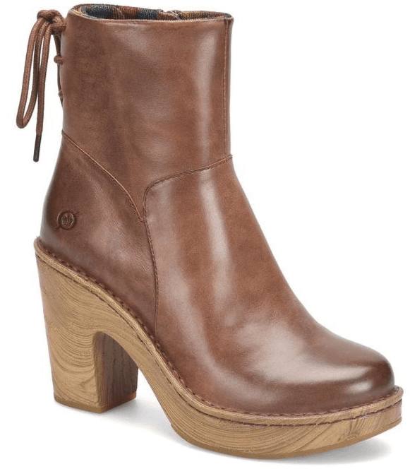 Born Capella Leather Zip Up Ankle Boot Chunky Heel Women's Sz 10 M Brown - Image 1