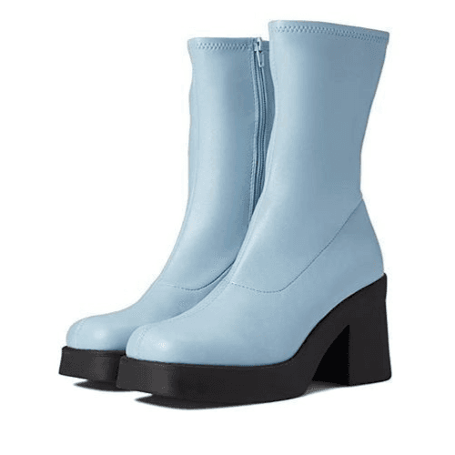 Steve Madden Klayton Platform Boot Women Size 8.5 Sky Blue Chunky Heel Retro 70s - Image 1