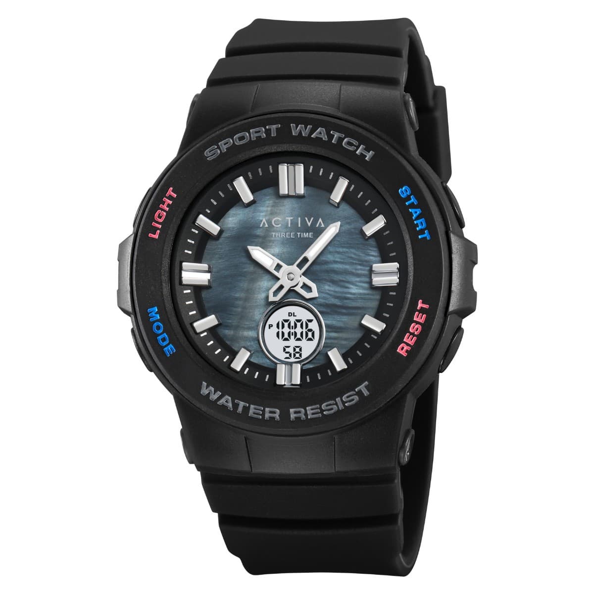 Invicta Activa Men’s Digital Watch Black TPU Case Dual Time LED Light 50M Water - Image 1