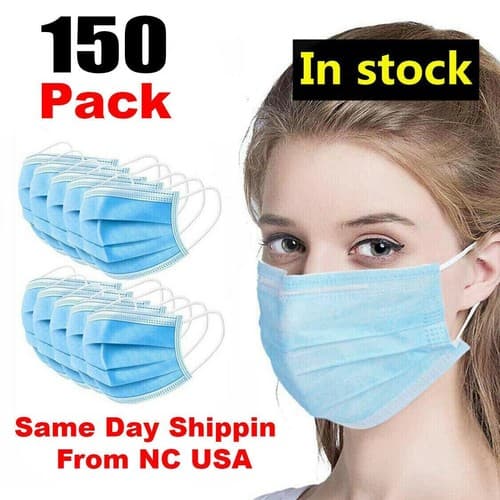 Disposable Non-Medical 3-Ply Earloop Mouth Cover Face Mask with Box 150 Pcs - Image 1