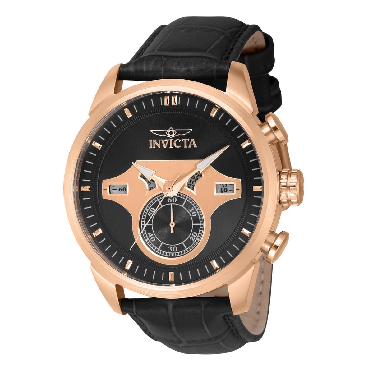 Invicta Objet D Art Quartz Men's Watch metal Dial Leather 46mm Rose Gold - Image 1