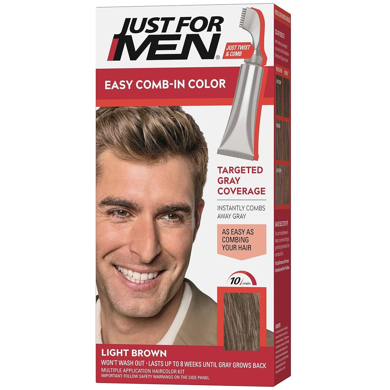2 Just For Men Easy Comb-In Color Hair Coloring w/ Applicator, Light Brown, A-25 - Image 1