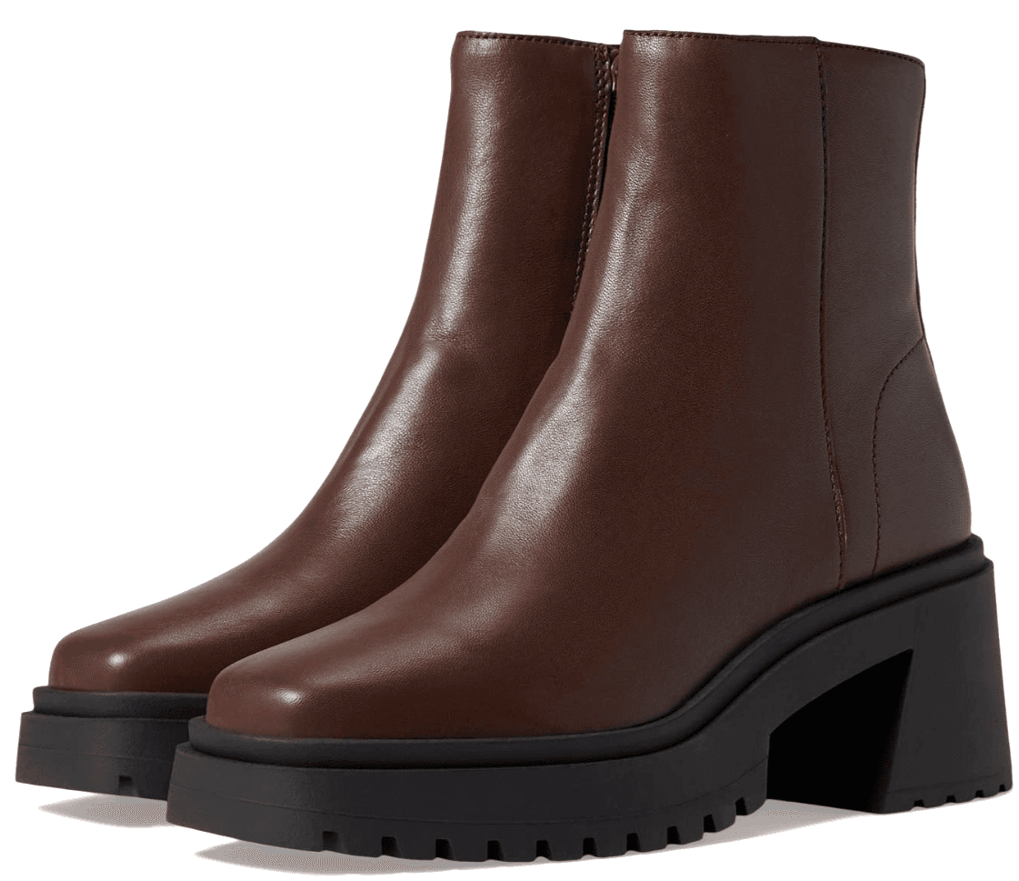 Steve Madden Fella Platform Boots Womens 7.5 M Brown Leather Chunky Heel Zipper - Image 1