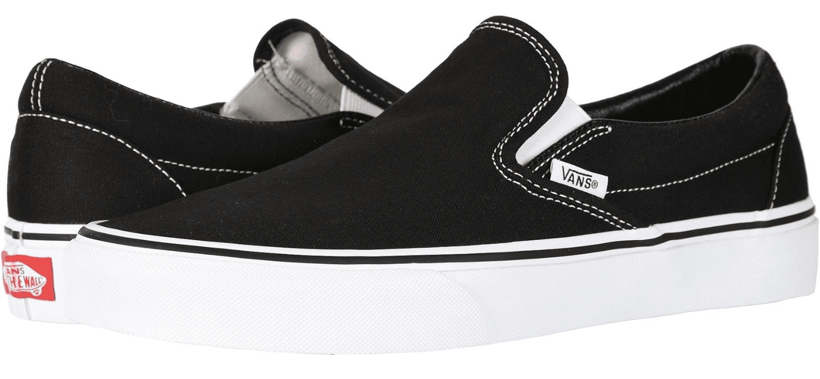 Vans Classic Slip-On Canvas Sneakers Black/White Unisex Size 9 Men / 10.5 Women - Image 1